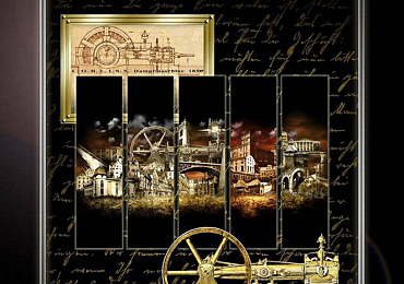 Collage Corliss Dampfmaschine